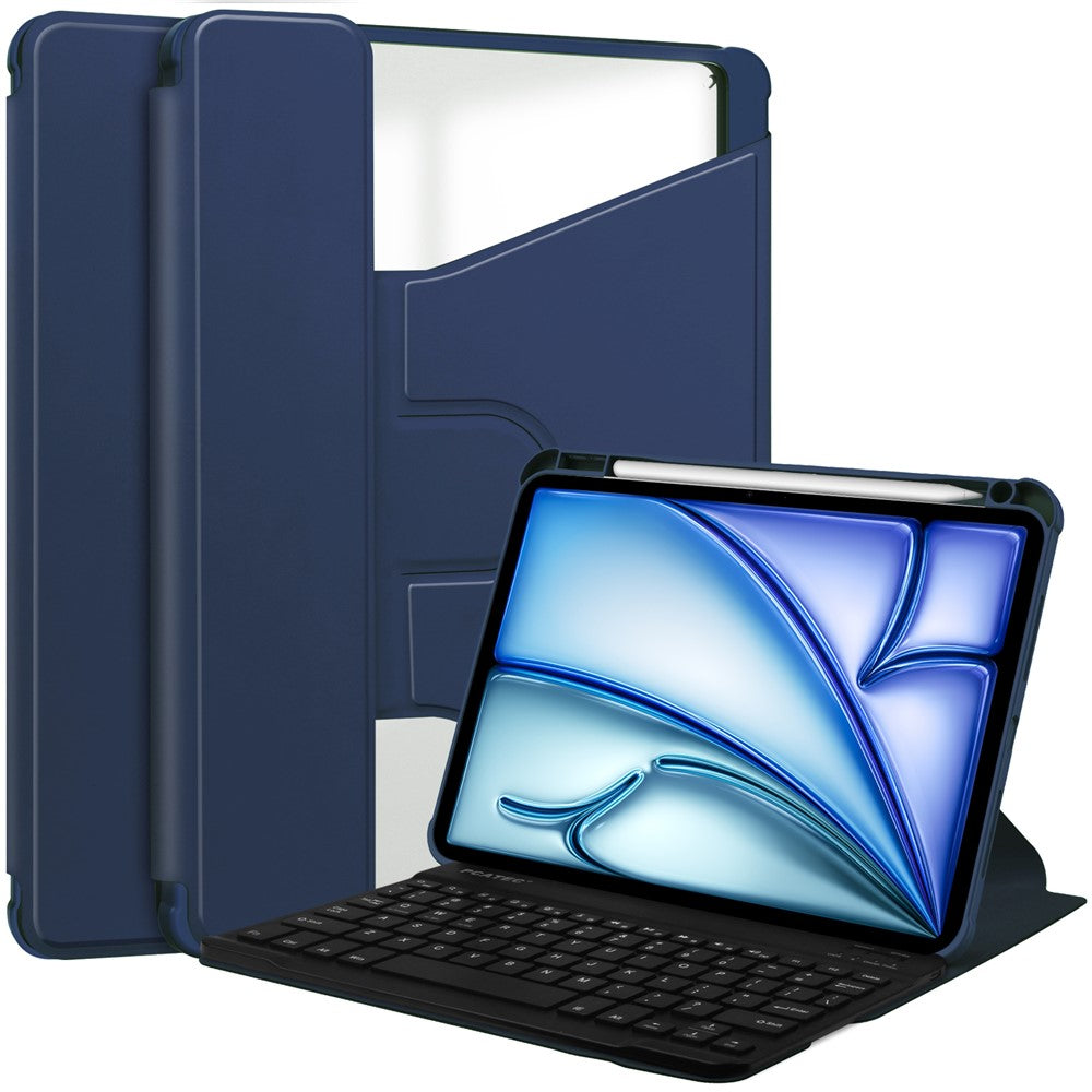 For iPad Air 13 (2026) / (2025) / (2024) Case 360-Degree Rotary Stand PU Leather + Acrylic Tablet Cover with Keyboard