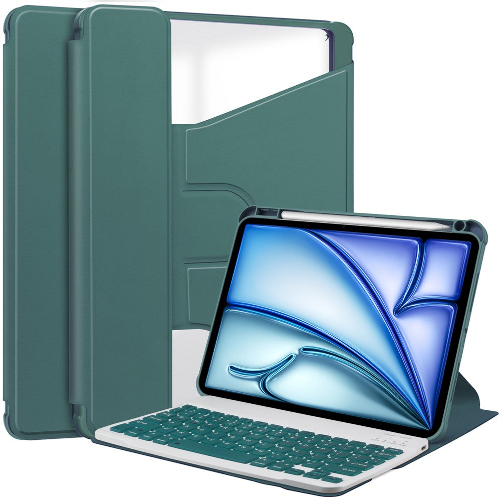 For iPad Air 13 (2026) / (2025) / (2024) Case 360-Degree Rotary Stand PU Leather + Acrylic Tablet Cover with Keyboard