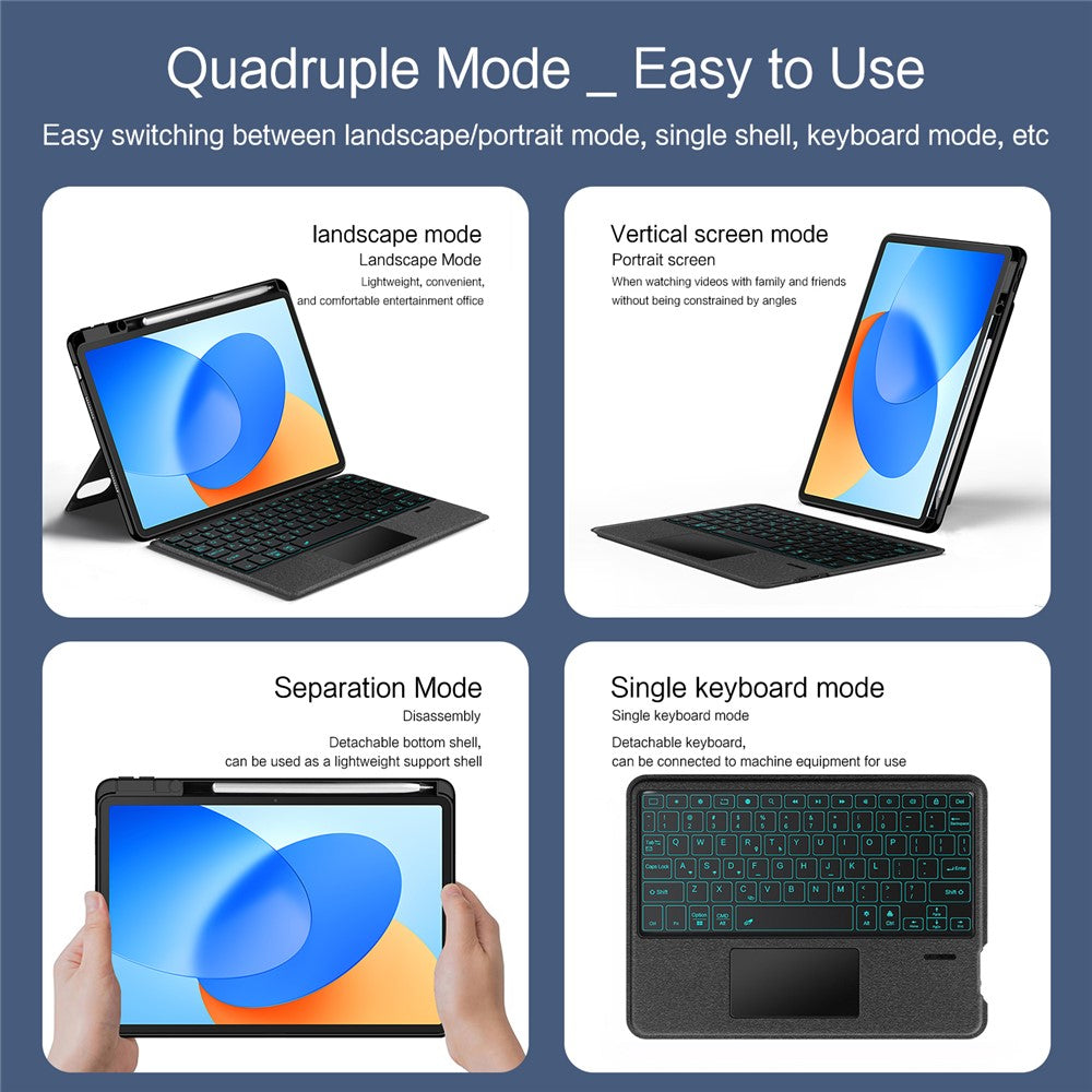 For Huawei Hi MatePad 11.5 2024 Leather Case + Bluetooth-Compatible Keyboard with Backlight Trackpad