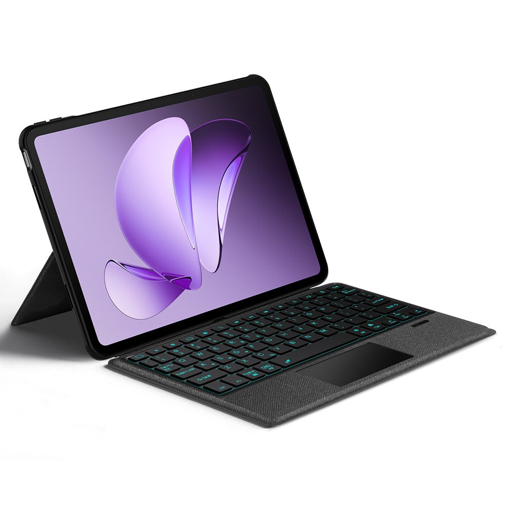 Läderfodral till Oppo Pad 3 + Bluetooth-kompatibelt tangentbord med bakgrundsbelyst styrplatta