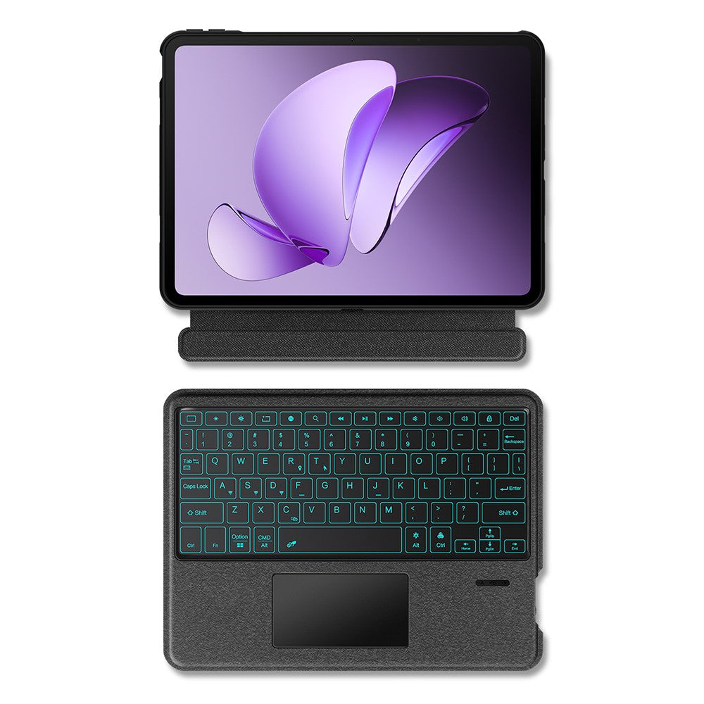 Läderfodral till Oppo Pad 3 + Bluetooth-kompatibelt tangentbord med bakgrundsbelyst styrplatta