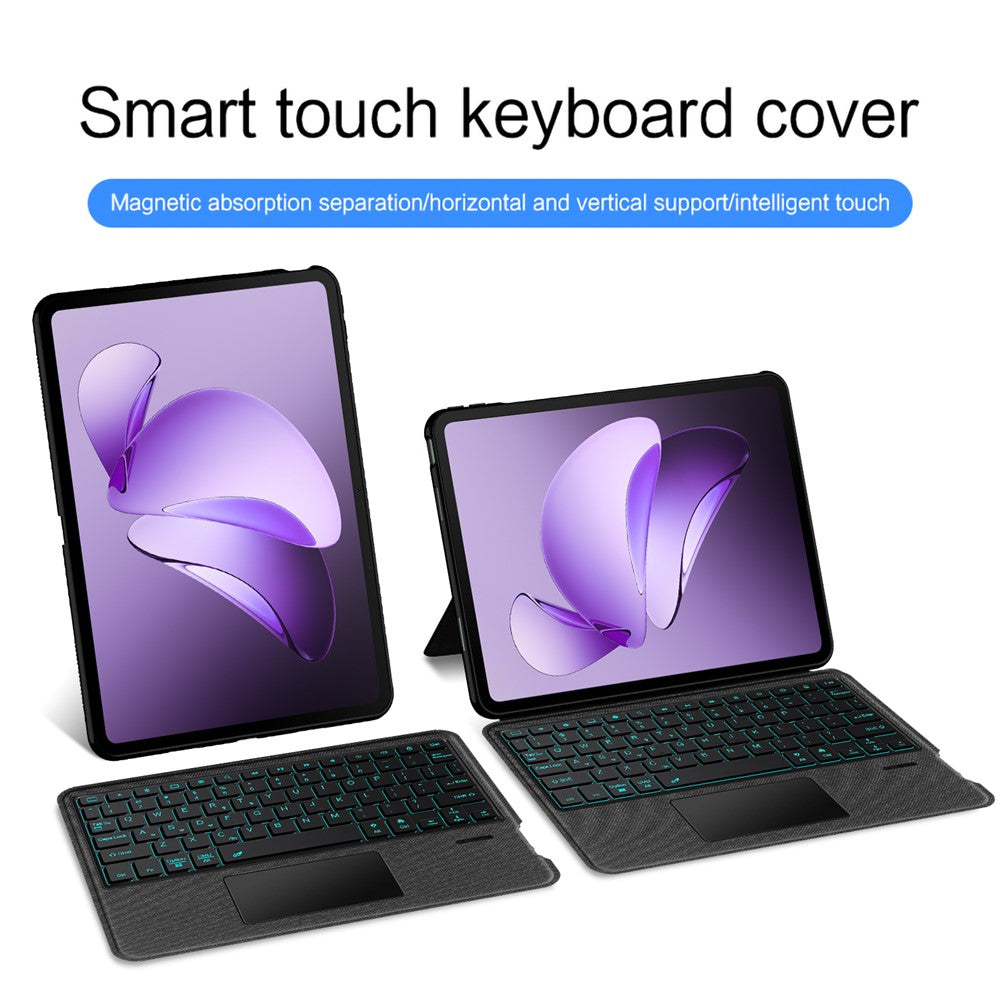 Läderfodral till Oppo Pad 3 + Bluetooth-kompatibelt tangentbord med bakgrundsbelyst styrplatta