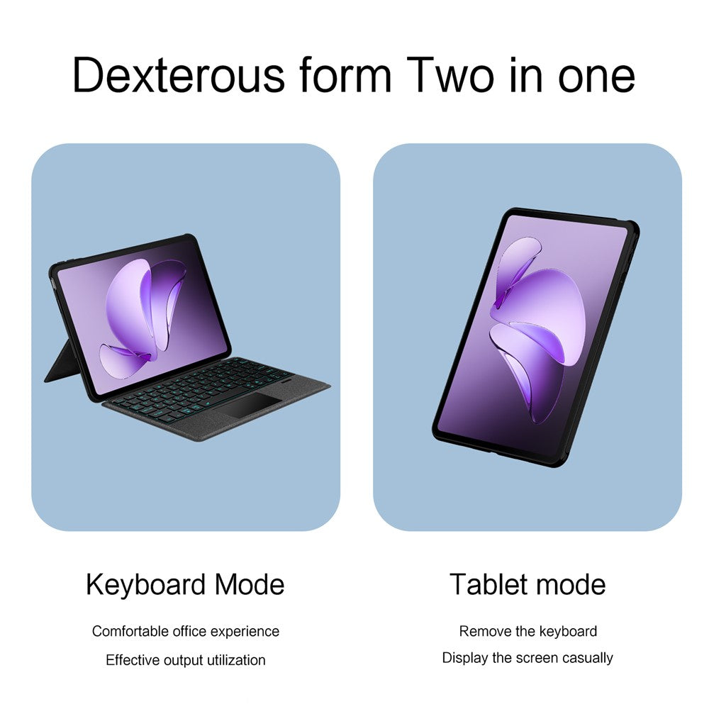Läderfodral till Oppo Pad 3 + Bluetooth-kompatibelt tangentbord med bakgrundsbelyst styrplatta