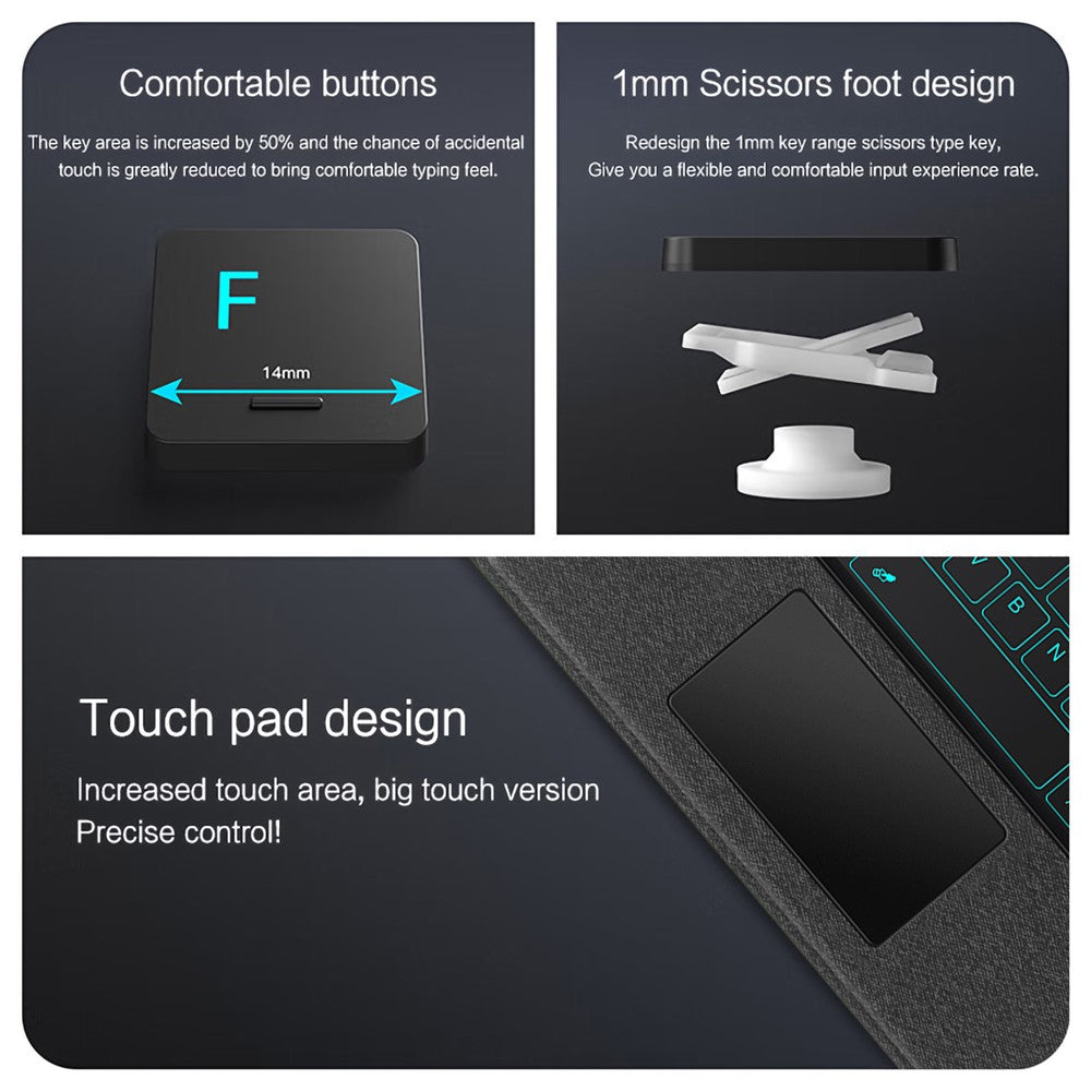 Läderfodral till Oppo Pad 3 + Bluetooth-kompatibelt tangentbord med bakgrundsbelyst styrplatta
