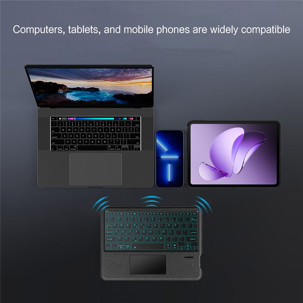 Läderfodral till Oppo Pad 3 + Bluetooth-kompatibelt tangentbord med bakgrundsbelyst styrplatta