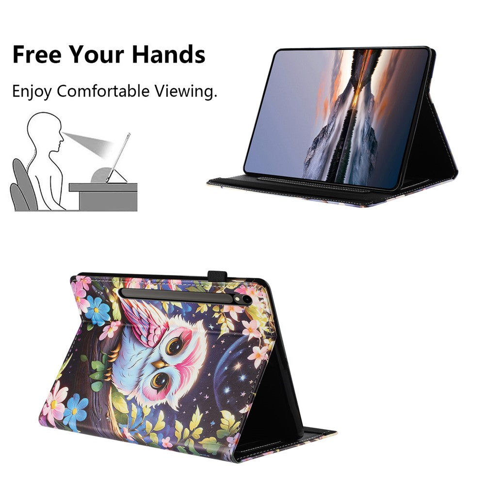 For Samsung Galaxy Tab S10 FE / S9 FE / S9 Tablet Case Litchi Texture Pattern Printing Leather Cover with Card Holder