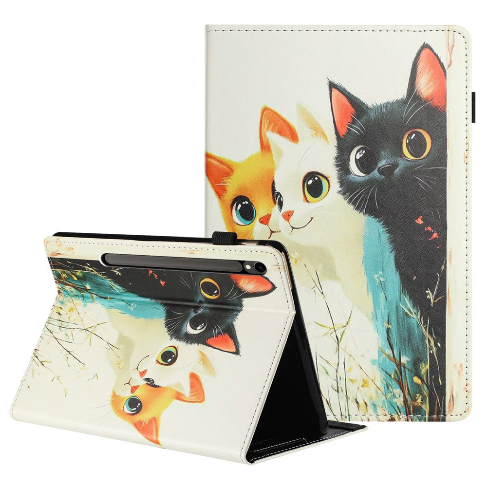 For Samsung Galaxy Tab S10 FE / S9 FE / S9 Tablet Case Litchi Texture Pattern Printing Leather Cover with Card Holder