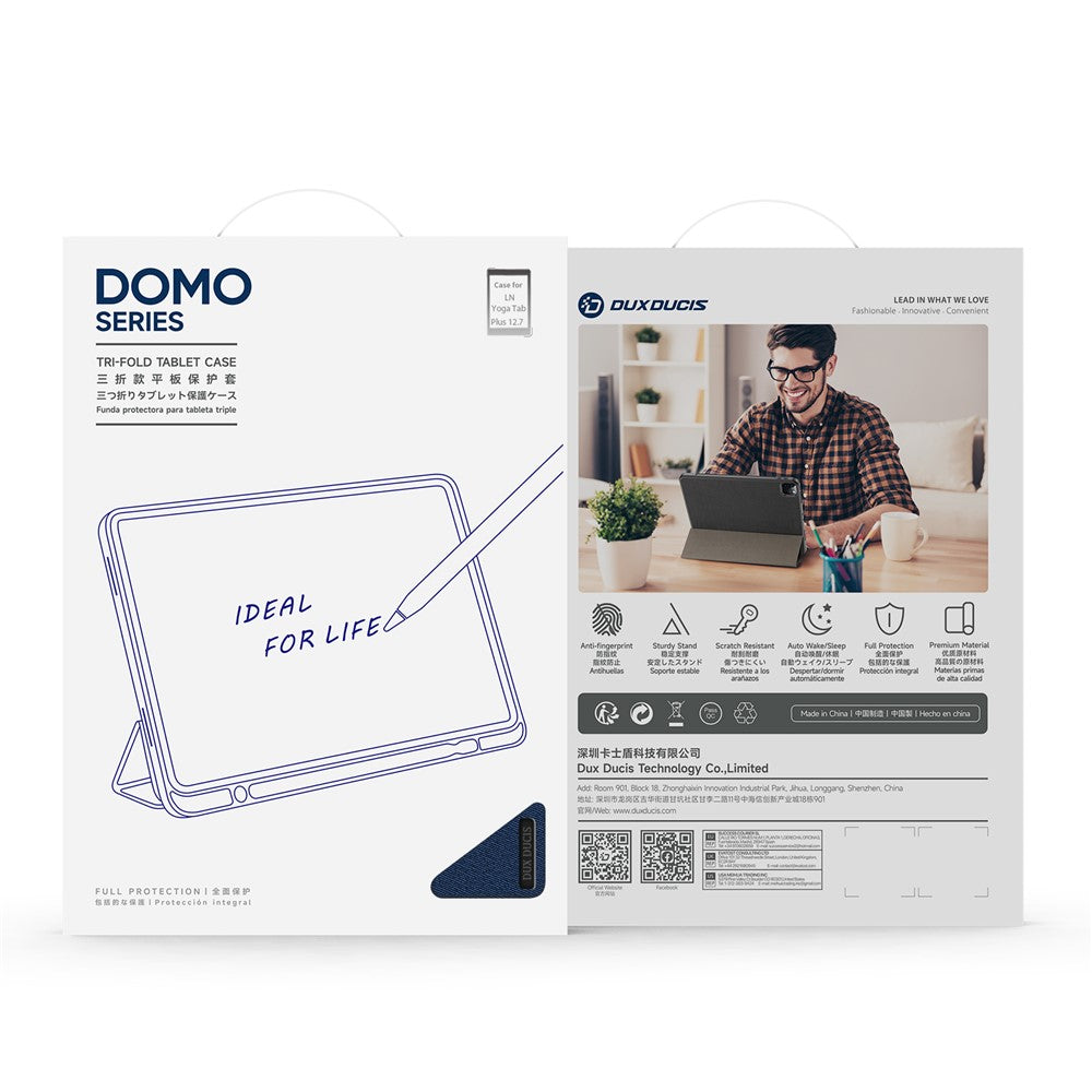 DUX DUCIS For Lenovo Yoga Tab Plus Case  Domo Series Tri-fold Stand PU Leather Protective Tablet Cover