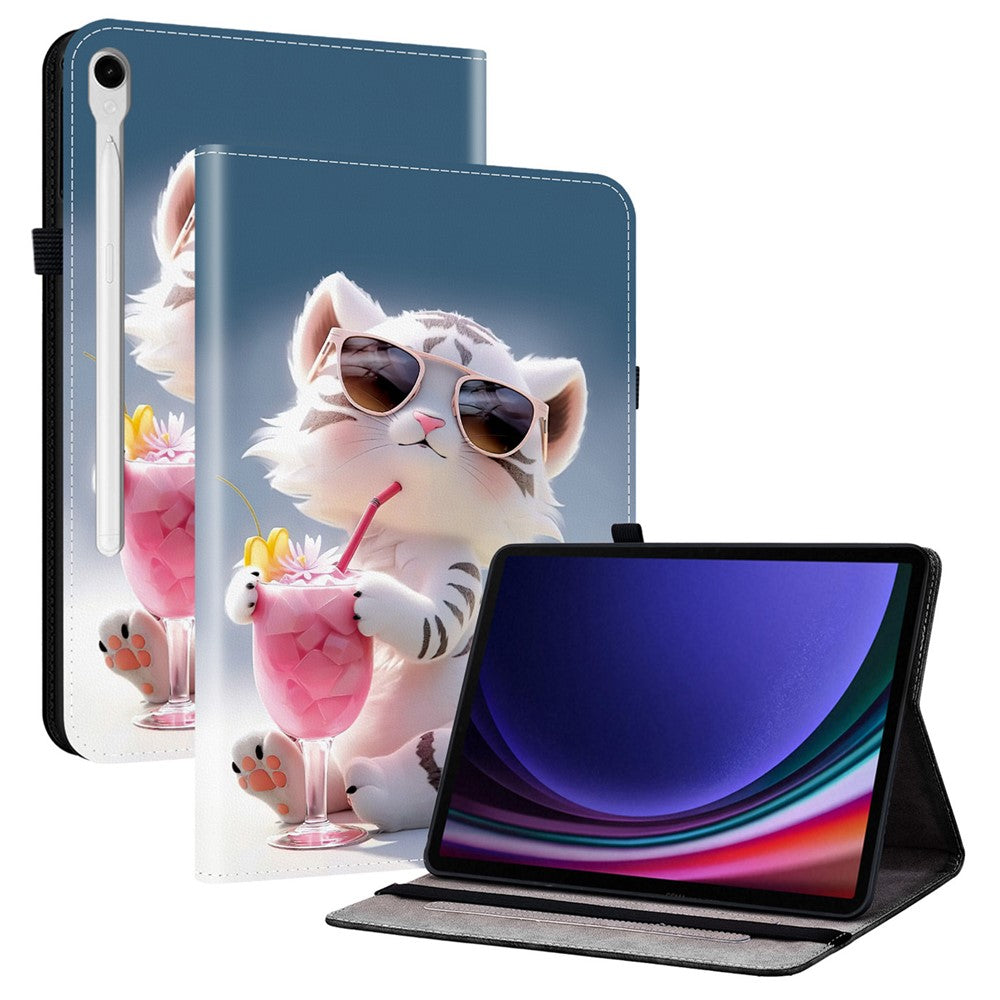 Lædercover til Samsung Galaxy Tab S10 Lite / S10 FE / S9 FE / S9 Mønstertrykket Ståfunktion Tablet Cover med Kortlommer