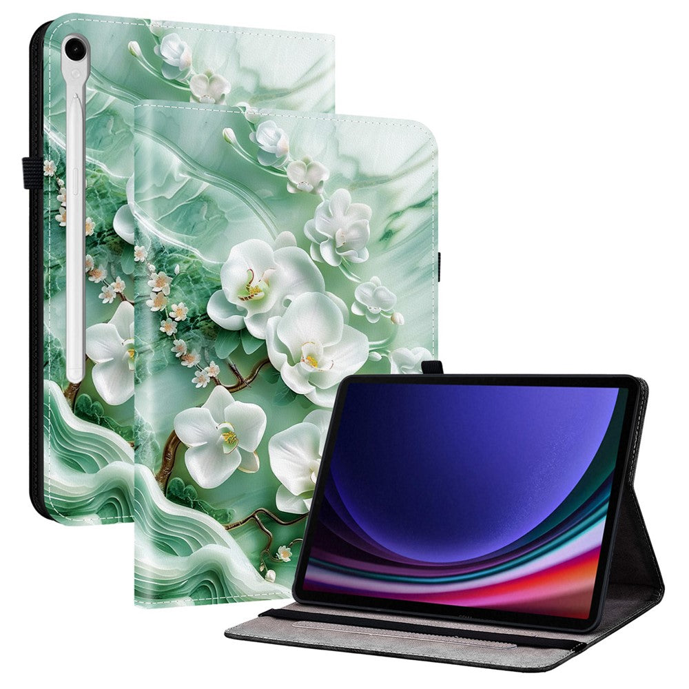 Lædercover til Samsung Galaxy Tab S10 Lite / S10 FE / S9 FE / S9 Mønstertrykket Ståfunktion Tablet Cover med Kortlommer