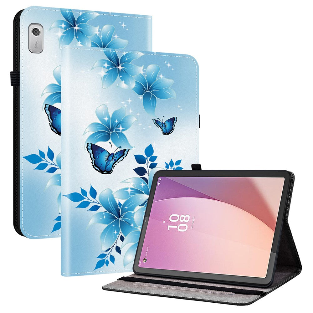For Lenovo Tab M9 TB-310FU Leather Case Pattern Printed Stand Tablet Cover with Card Slots