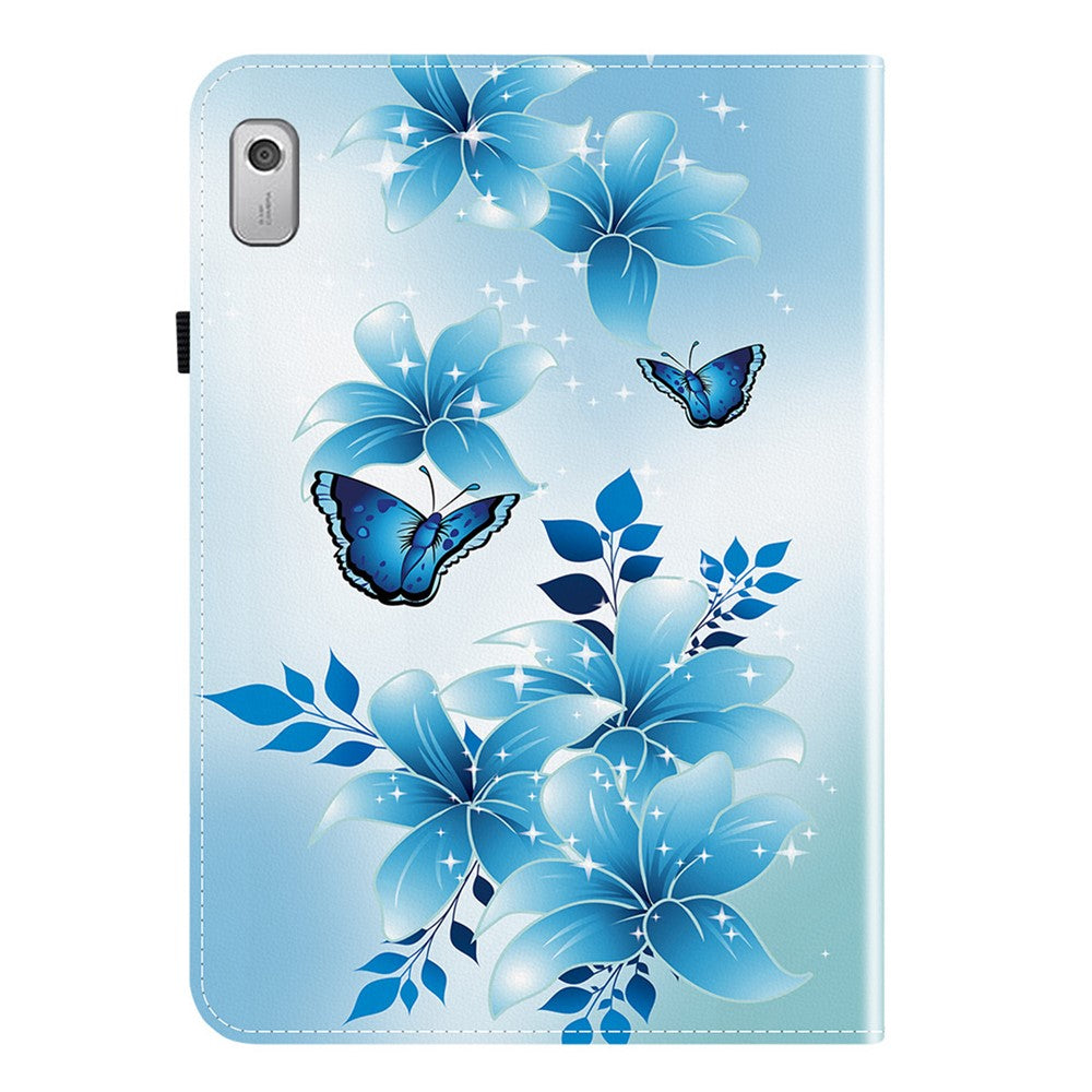 For Lenovo Tab M9 TB-310FU Leather Case Pattern Printed Stand Tablet Cover with Card Slots