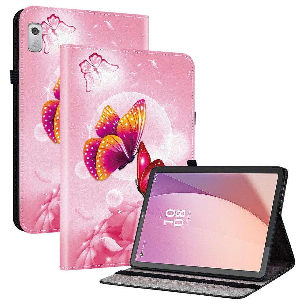 For Lenovo Tab M9 TB-310FU Leather Case Pattern Printed Stand Tablet Cover with Card Slots