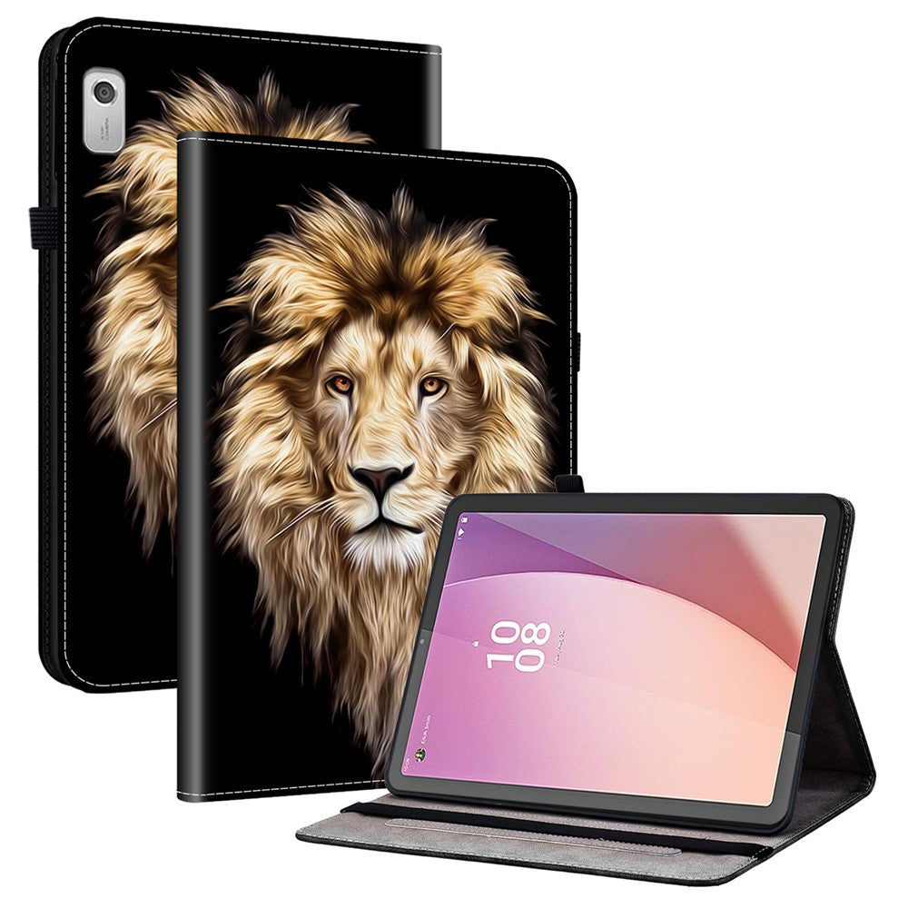 For Lenovo Tab M9 TB-310FU Leather Case Pattern Printed Stand Tablet Cover with Card Slots