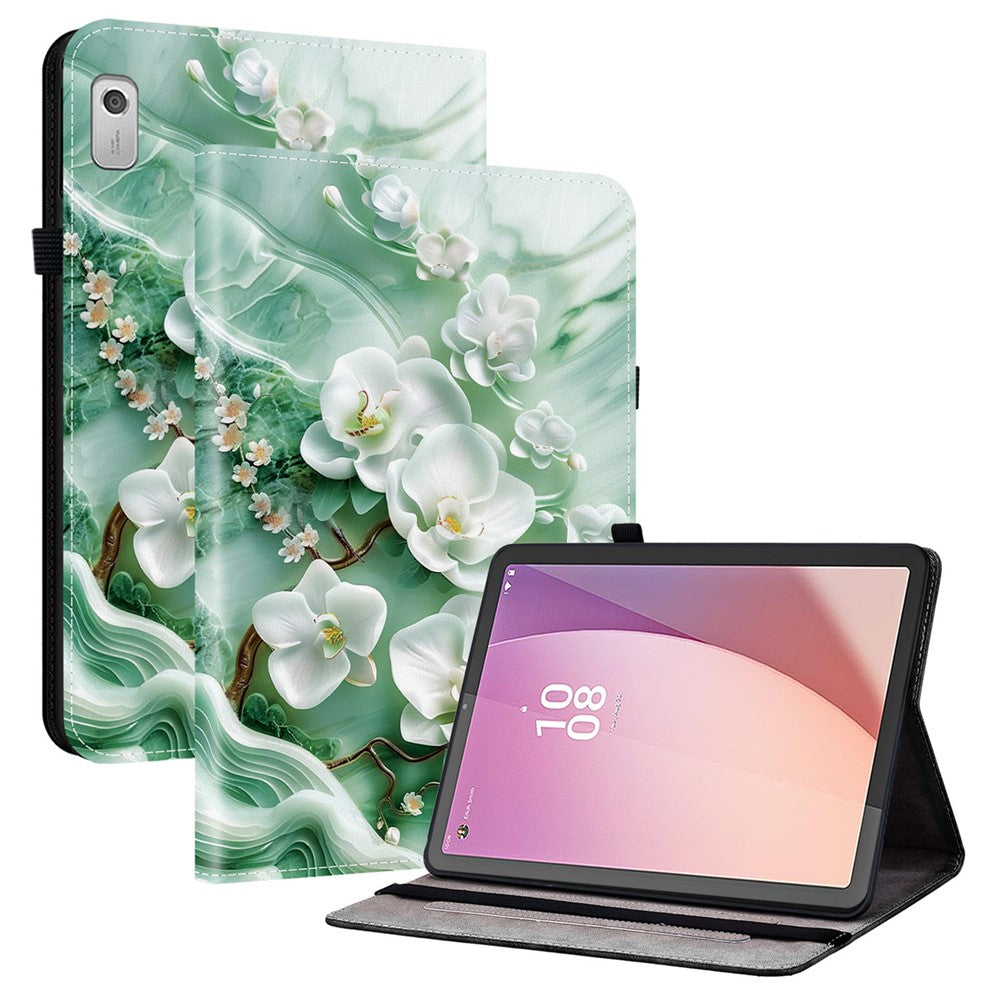 For Lenovo Tab M9 TB-310FU Leather Case Pattern Printed Stand Tablet Cover with Card Slots