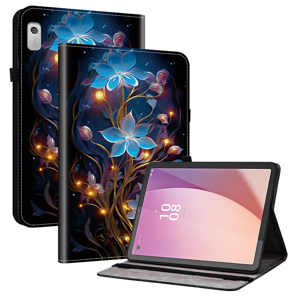 For Lenovo Tab M9 TB-310FU Leather Case Pattern Printed Stand Tablet Cover with Card Slots