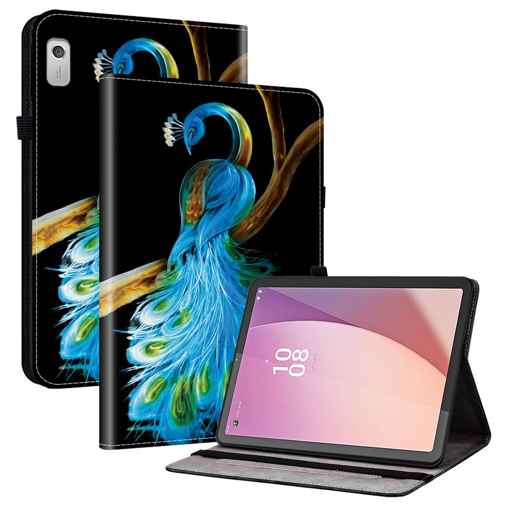 For Lenovo Tab M9 TB-310FU Leather Case Pattern Printed Stand Tablet Cover with Card Slots
