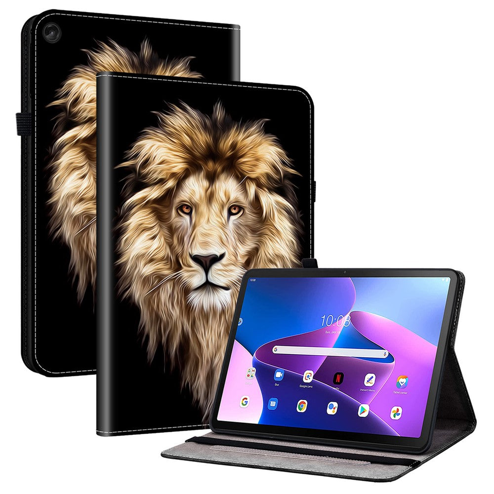 Lenovo Tab M10 (Gen 3) Läderfodral Mönster Tryckt Stativ Surfplatta Skydd med Kortplatser