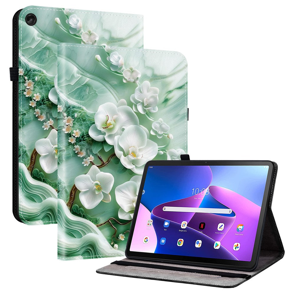 Lenovo Tab M10 (Gen 3) Läderfodral Mönster Tryckt Stativ Surfplatta Skydd med Kortplatser