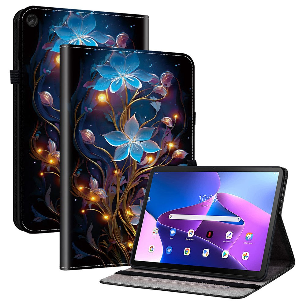 Lenovo Tab M10 (Gen 3) Läderfodral Mönster Tryckt Stativ Surfplatta Skydd med Kortplatser
