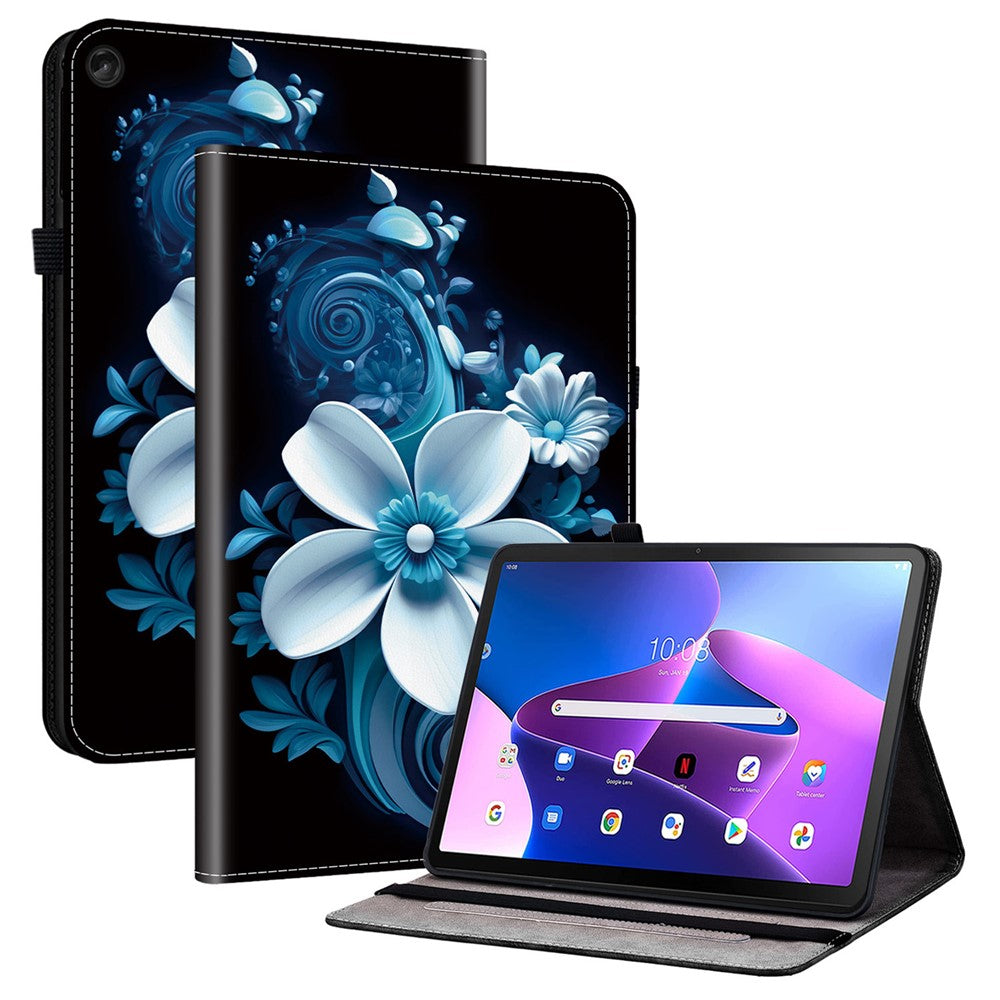Lenovo Tab M10 (Gen 3) Läderfodral Mönster Tryckt Stativ Surfplatta Skydd med Kortplatser