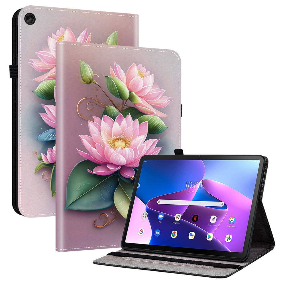 Lenovo Tab M10 (Gen 3) Läderfodral Mönster Tryckt Stativ Surfplatta Skydd med Kortplatser