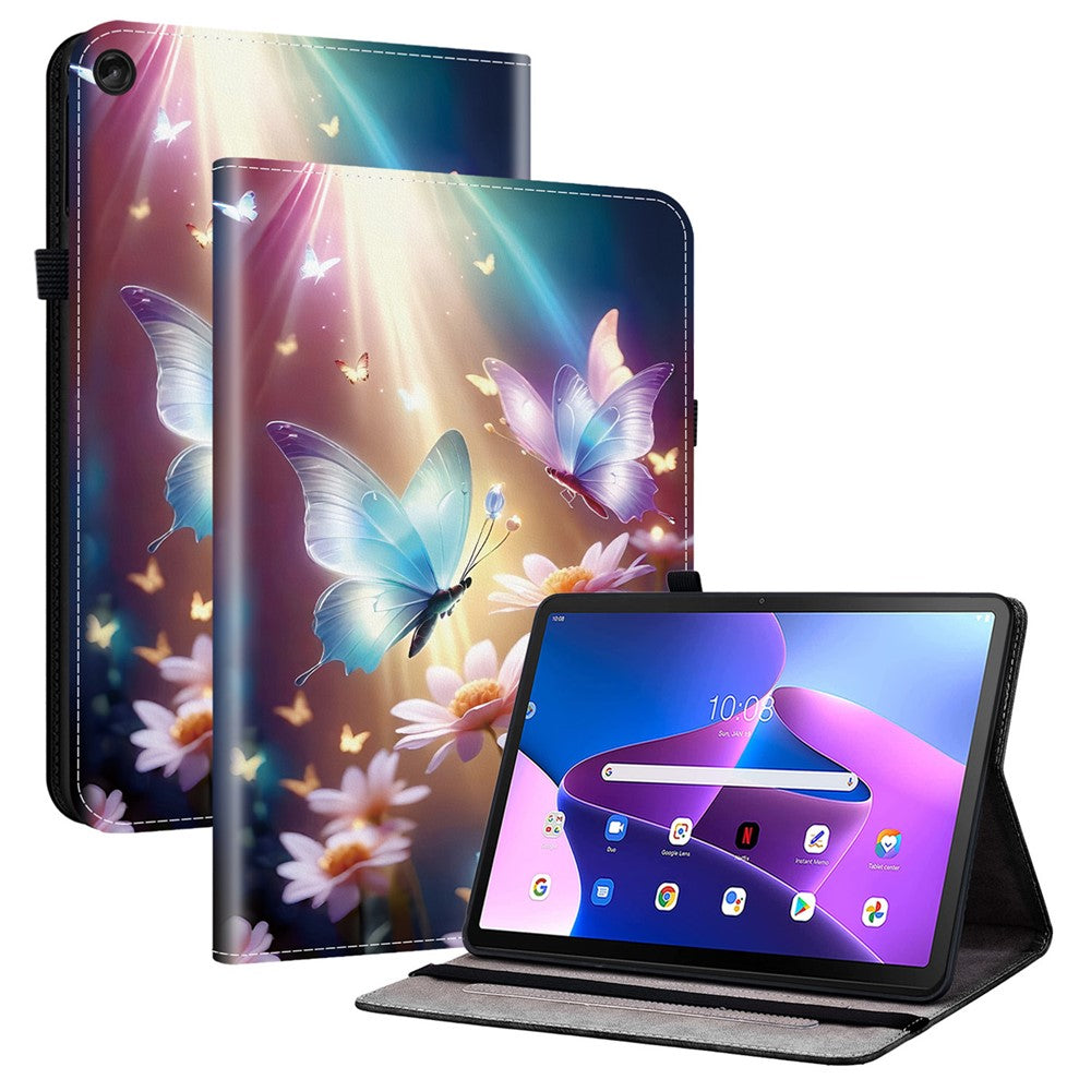 Lenovo Tab M10 (Gen 3) Läderfodral Mönster Tryckt Stativ Surfplatta Skydd med Kortplatser