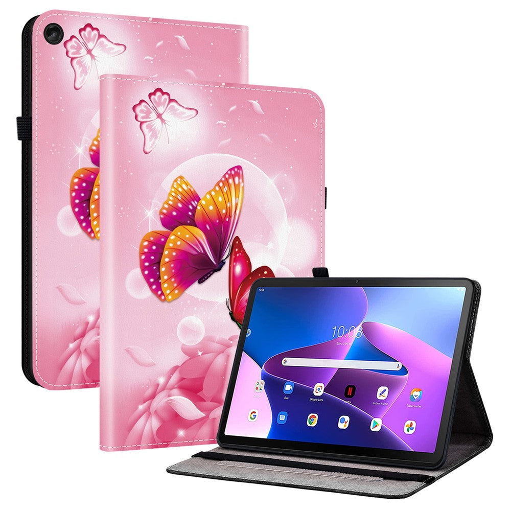 Lenovo Tab M10 (Gen 3) Läderfodral Mönster Tryckt Stativ Surfplatta Skydd med Kortplatser