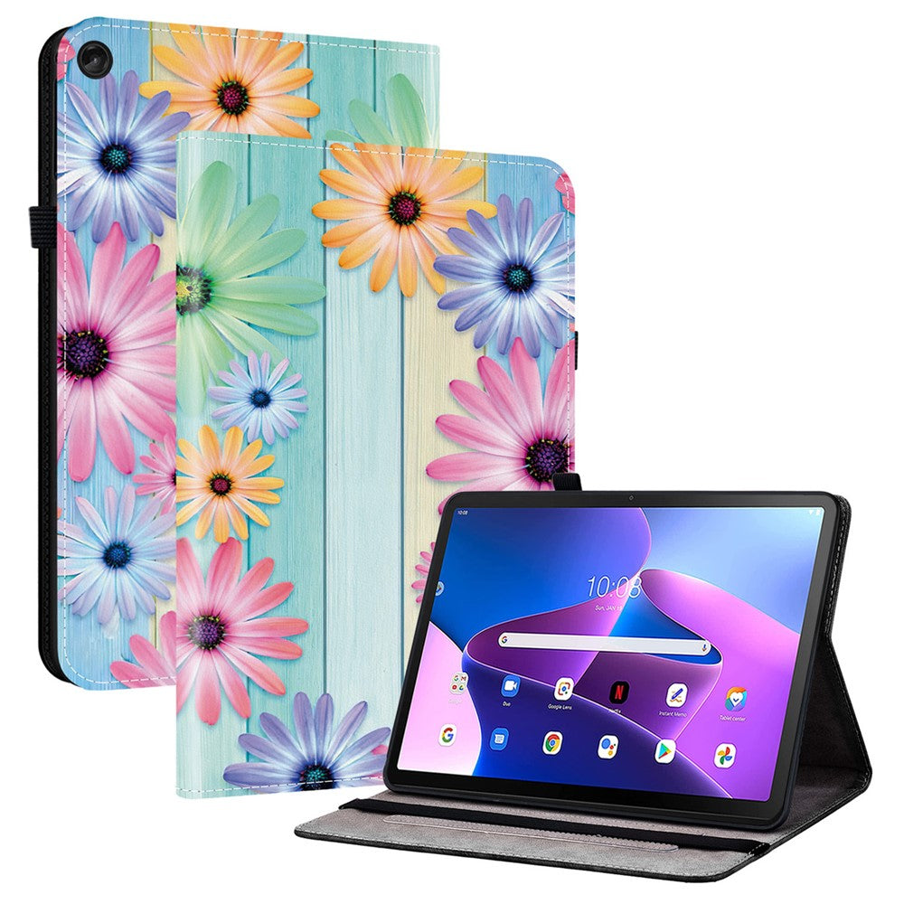 Lenovo Tab M10 (Gen 3) Läderfodral Mönster Tryckt Stativ Surfplatta Skydd med Kortplatser