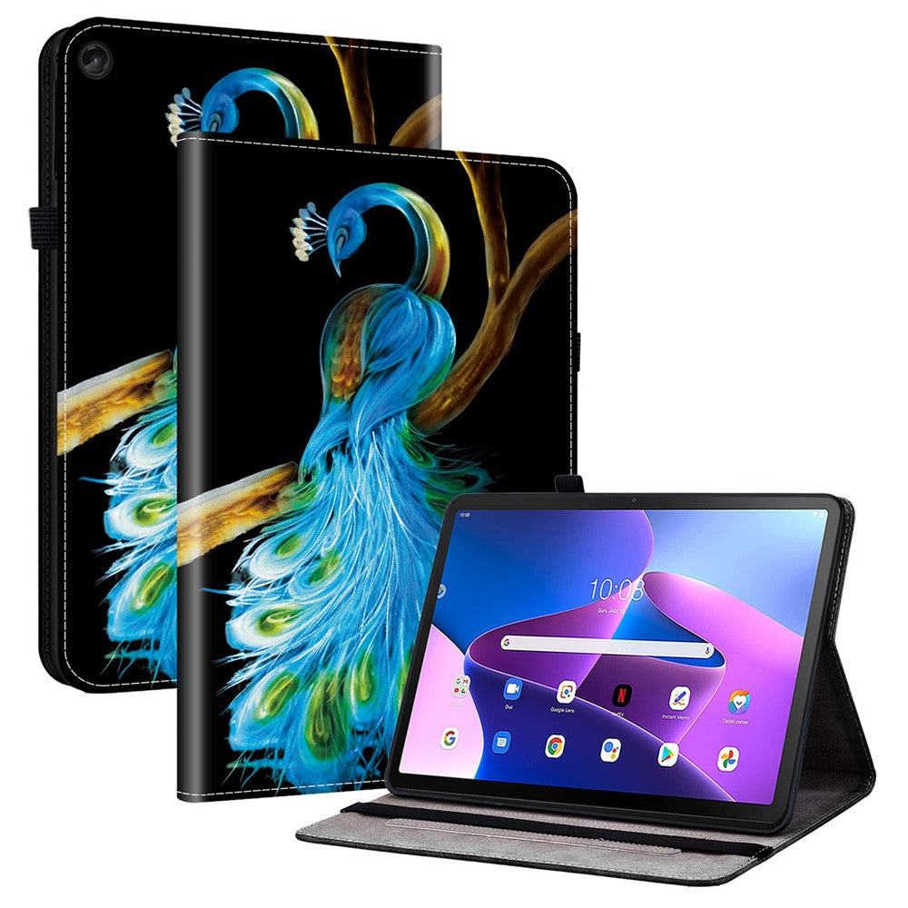 Lenovo Tab M10 (Gen 3) Läderfodral Mönster Tryckt Stativ Surfplatta Skydd med Kortplatser