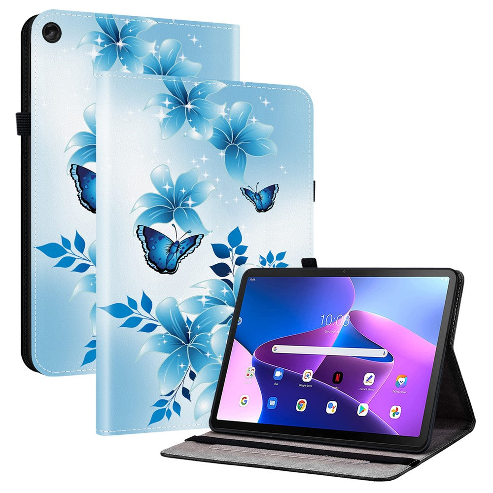 Lenovo Tab M10 (Gen 3) Läderfodral Mönster Tryckt Stativ Surfplatta Skydd med Kortplatser