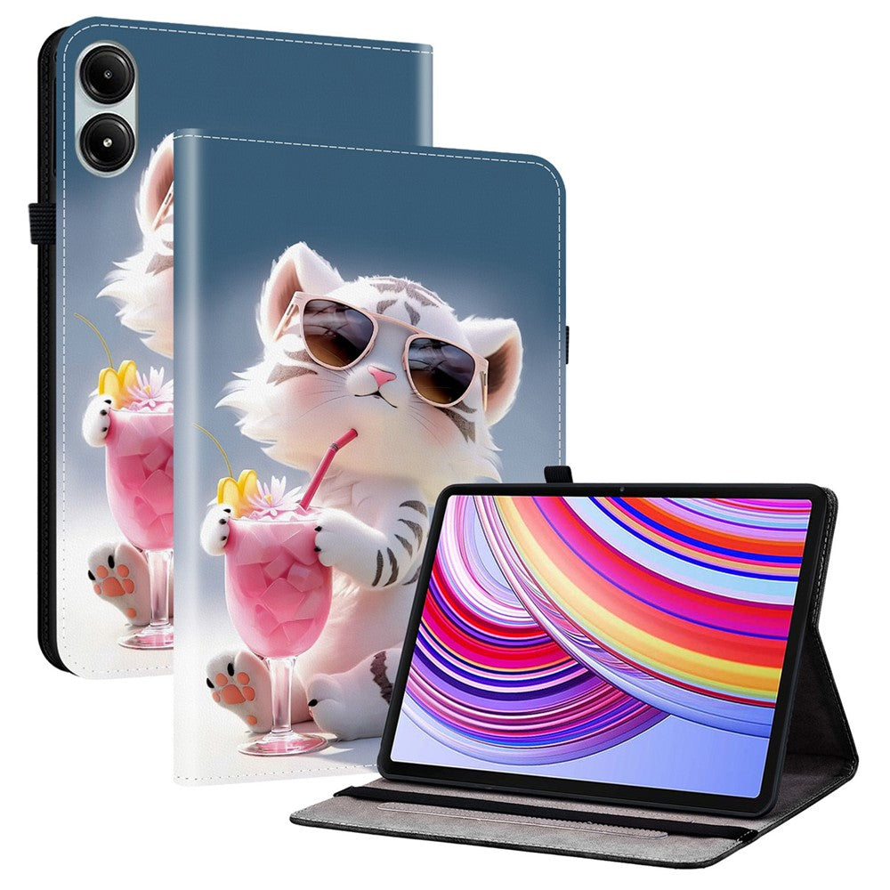 Leather Case For Xiaomi Redmi Pad Pro 5G  /  Redmi Pad Pro  /  Poco Pad 5G  /  4G Pattern Printed Stand Tablet Cover with Card Slots