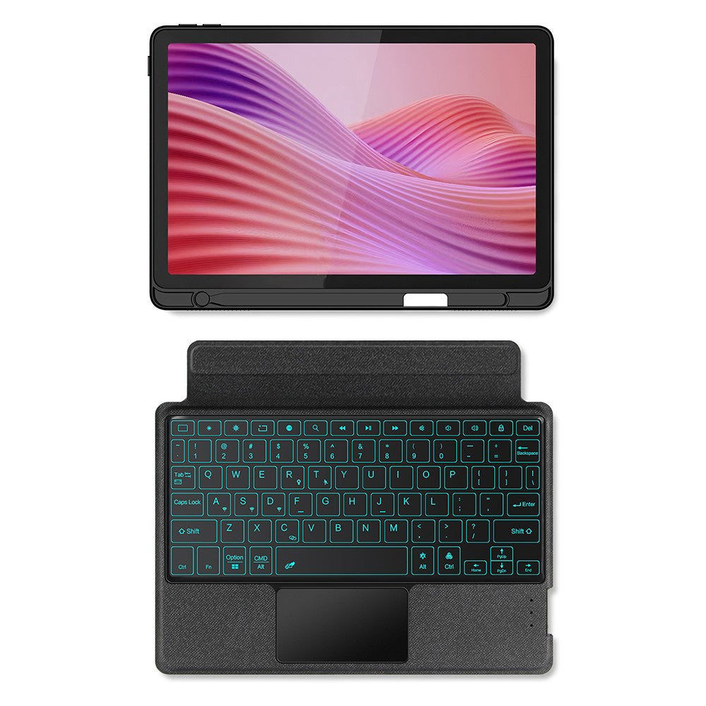 For Lenovo Tab 10.1 (2025) Leather Case + Bluetooth-Compatible Keyboard with Backlight Trackpad