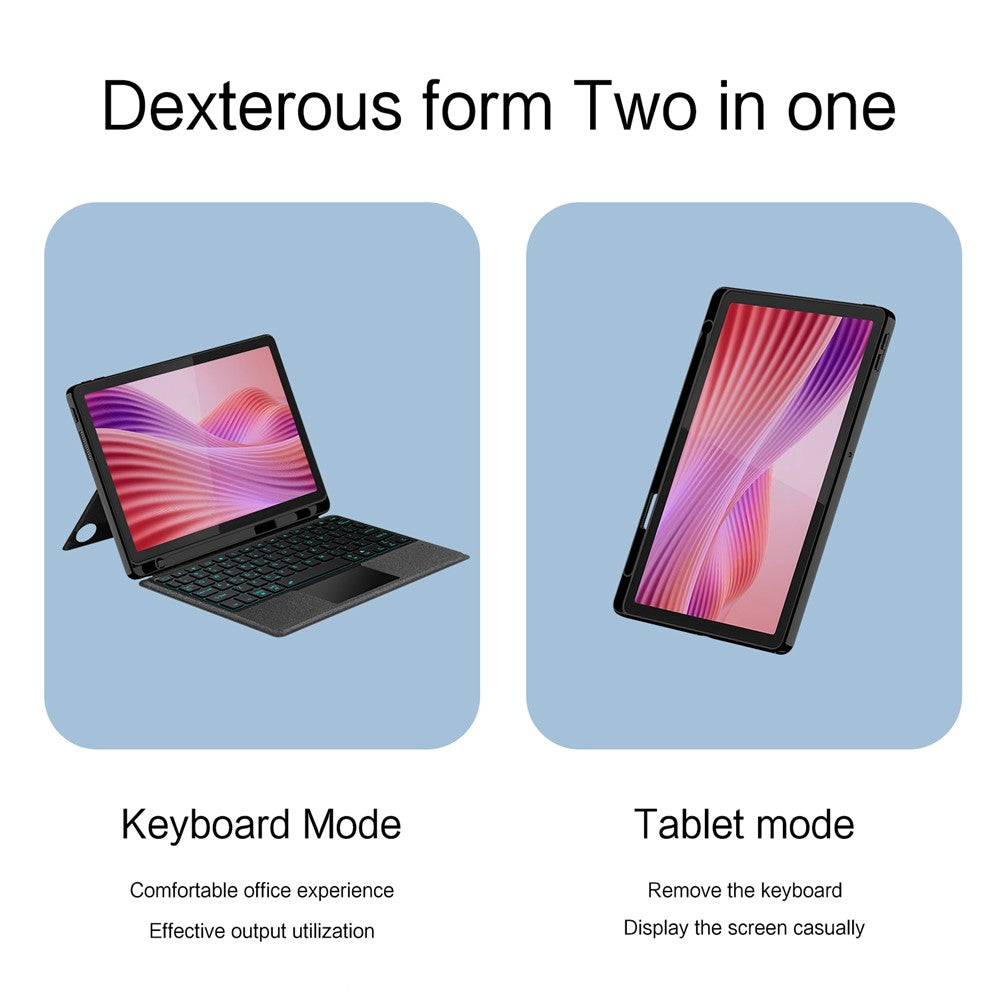 For Lenovo Tab 10.1 (2025) Leather Case + Bluetooth-Compatible Keyboard with Backlight Trackpad