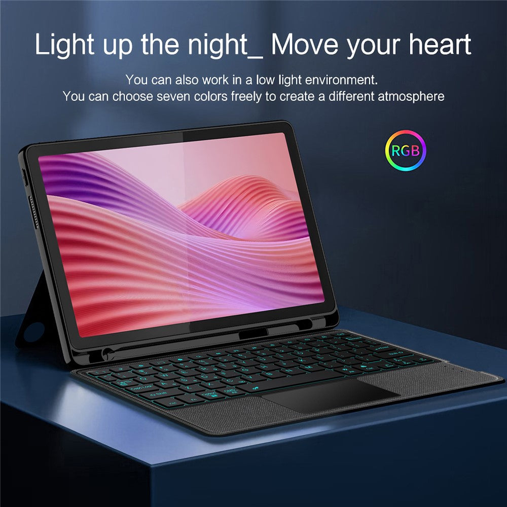 For Lenovo Tab 10.1 (2025) Leather Case + Bluetooth-Compatible Keyboard with Backlight Trackpad