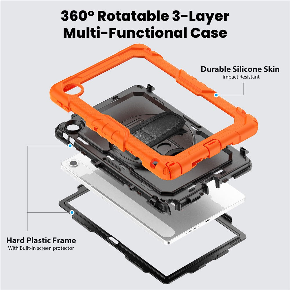For Lenovo Tab 10.1 (2025) TB-311XU  /  Tab TB311FU Case PC + Silicone Tablet Cover with PET Anti-Scratch Film and Shoulder Strap