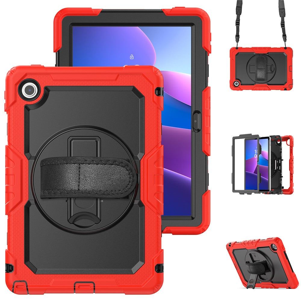 For Lenovo Tab 10.1 (2025) TB-311XU  /  Tab TB311FU Case PC + Silicone Tablet Cover with PET Anti-Scratch Film and Shoulder Strap
