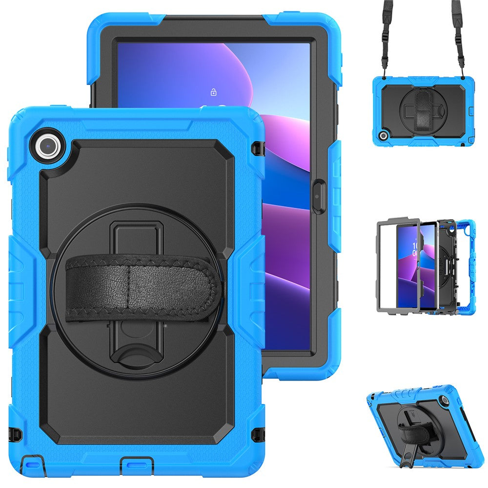 For Lenovo Tab 10.1 (2025) TB-311XU  /  Tab TB311FU Case PC + Silicone Tablet Cover with PET Anti-Scratch Film and Shoulder Strap