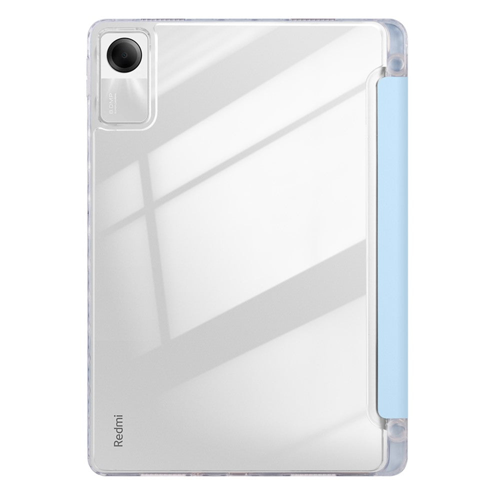 For Xiaomi Redmi Pad SE Case Tri-Fold Stand Leather+TPU+Acrylic Clear Back Tablet Cover