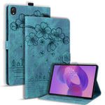 For Lenovo Tab K10C / Tab E10C Case Card Slots Leather Tablet Stand Folio Cover Flower Cat