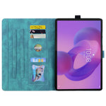 For Lenovo Tab K10C / Tab E10C Case Card Slots Leather Tablet Stand Folio Cover Flower Cat
