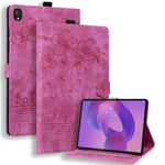 For Lenovo Tab K10C / Tab E10C Case Card Slots Leather Tablet Stand Folio Cover Flower Cat