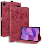 For Lenovo Tab K10C / Tab E10C Case Card Slots Leather Tablet Stand Folio Cover Flower Cat