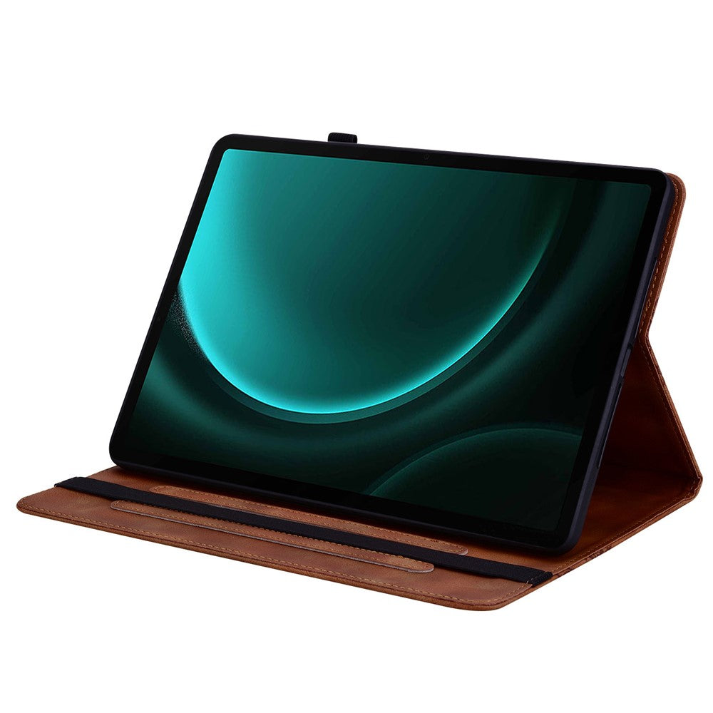 Leather Case For Samsung Galaxy Tab S10 Lite / S10 FE / S9 FE / S9 Heart Imprint Foldable Stand Card Slot Stylus Holder Tablet Cover