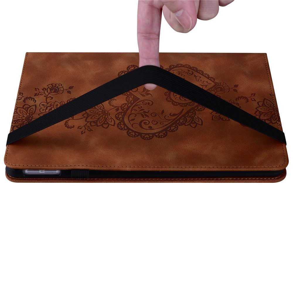 Leather Case For Samsung Galaxy Tab S10 Lite / S10 FE / S9 FE / S9 Heart Imprint Foldable Stand Card Slot Stylus Holder Tablet Cover