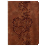 Leather Case For Samsung Galaxy Tab S10 Lite / S10 FE / S9 FE / S9 Heart Imprint Foldable Stand Card Slot Stylus Holder Tablet Cover