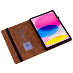 For iPad (2025)  /  10.9 (2022) Leather Case Heart Imprint Foldable Stand Card Slot Stylus Holder Tablet Cover