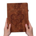 For iPad (2025)  /  10.9 (2022) Leather Case Heart Imprint Foldable Stand Card Slot Stylus Holder Tablet Cover