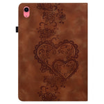 For iPad (2025)  /  10.9 (2022) Leather Case Heart Imprint Foldable Stand Card Slot Stylus Holder Tablet Cover