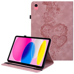 For iPad (2025)  /  10.9 (2022) Leather Case Heart Imprint Foldable Stand Card Slot Stylus Holder Tablet Cover